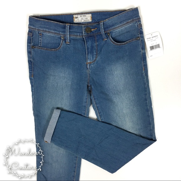 Free People Denim - FREE PEOPLE Mid Rise Roller Skinny Crop Jeans